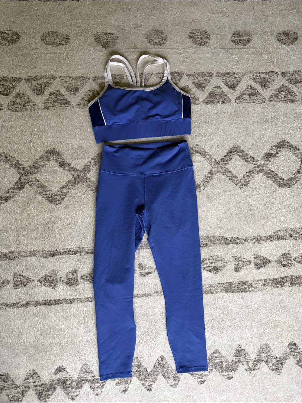 Fabletics Royal Blue Active One-Piece Set - Sports Bra (L) & Leggings (M)